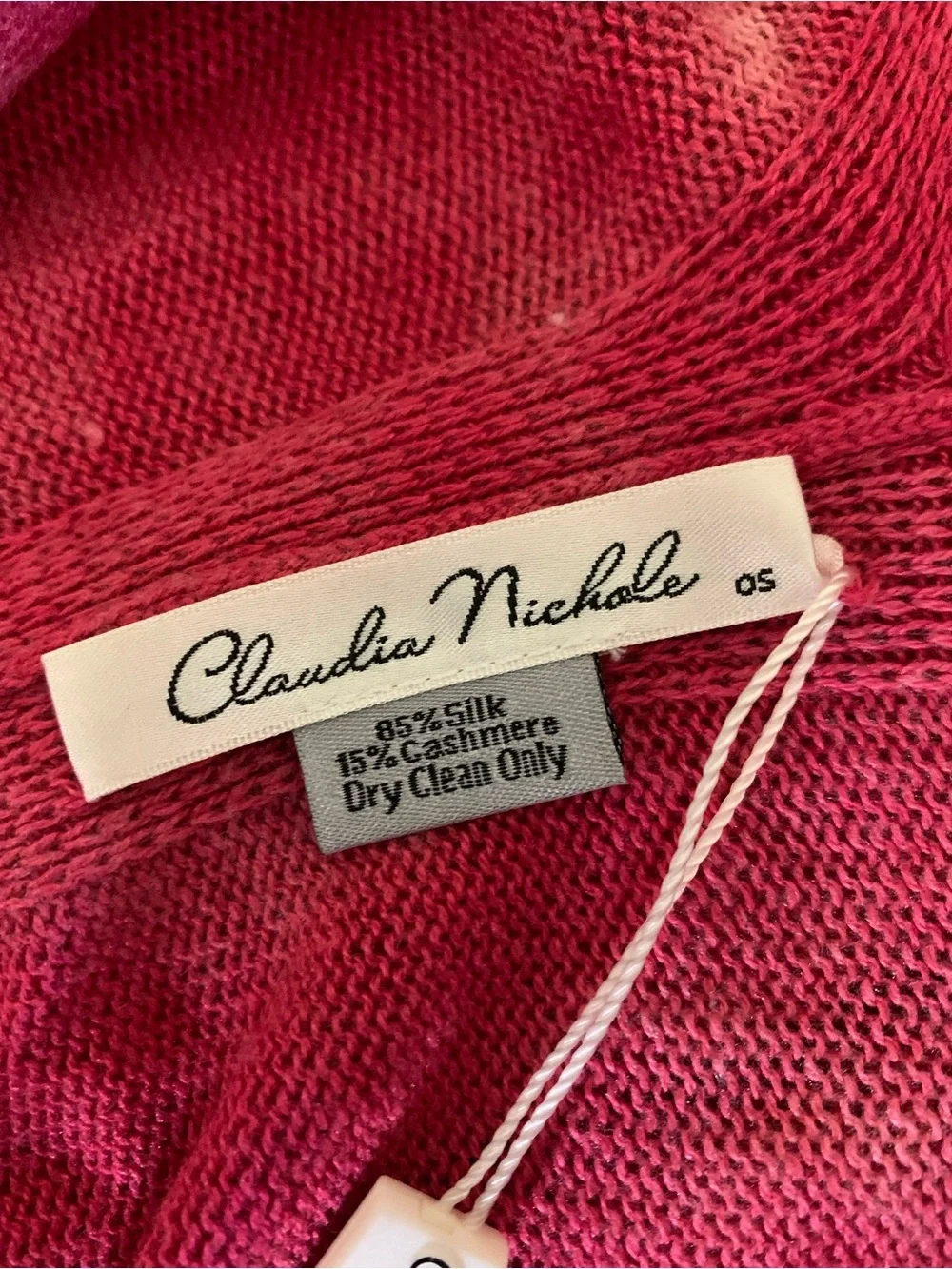 Claudia Nichole Pink Silk Cashmere Poncho OS NWT Lightweight Knit Wrap